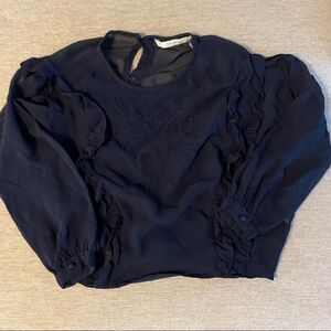 Zara‎ sheer mesh eyelet crop top